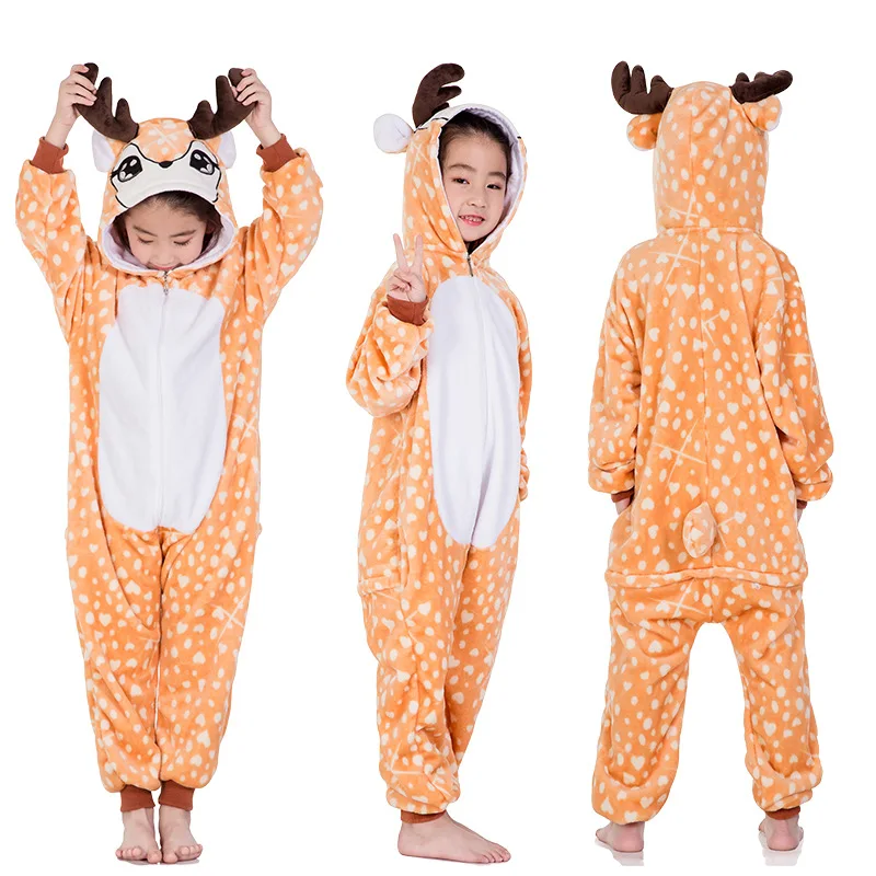 

Animal Onesies Winter Pajamas Sets Cartoon Lion Fox Pegasus Flannel Unisex Children Nightwear Blanket Anime Kids Costumes