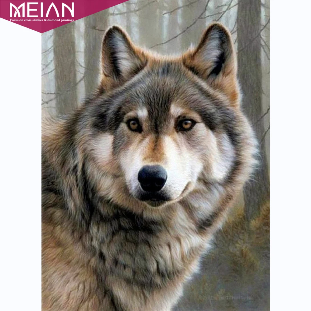 Алмазная мозаика Meian Wolf распродажа портретная картина стразы 5d алмазная полная