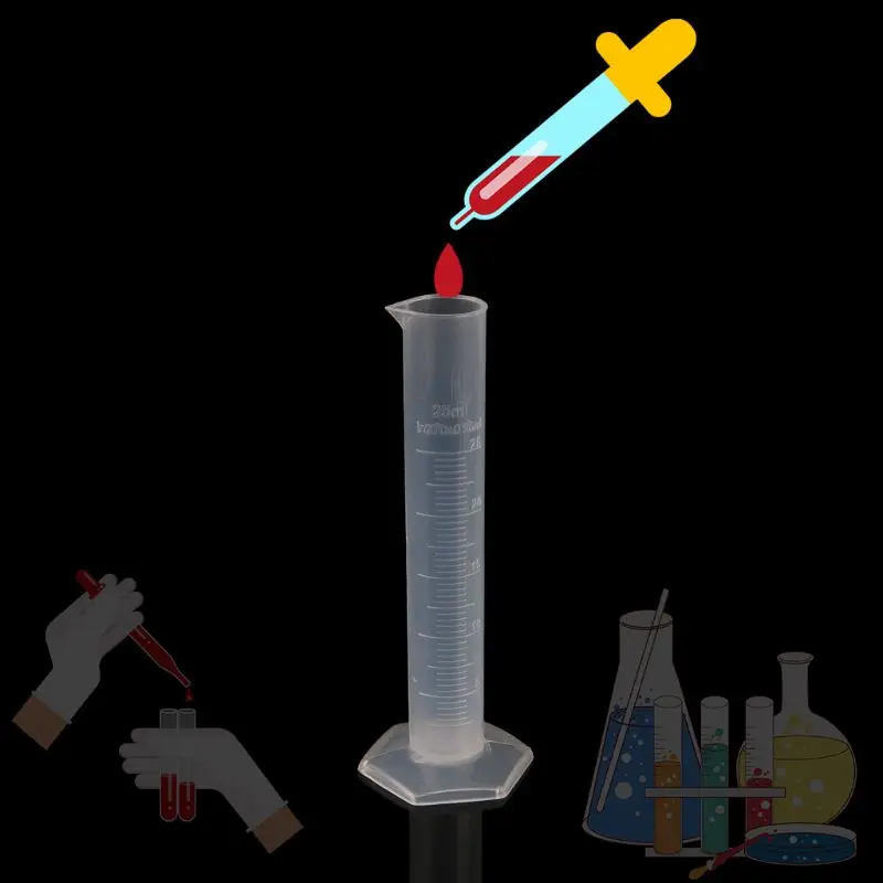 25 мл измерительный цилиндр лабораторный тест градуированная жидкость пробная