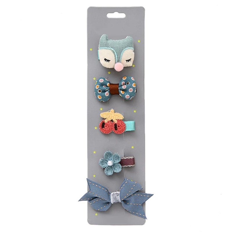 

5Pcs/Set Kid Baby Girls Lovely Hair Clip Bowknot Hairpin Cartoon Barrettes Soft