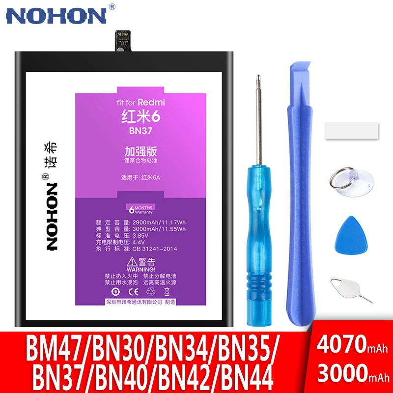 NOHON батарея для Xiaomi Redmi 6 5 Plus 4 Pro 6A 5A 4A 4X 3S 3 замена BN37 BM47 BN30 BN34 BN35 BN40 BN42 BN44 телефон