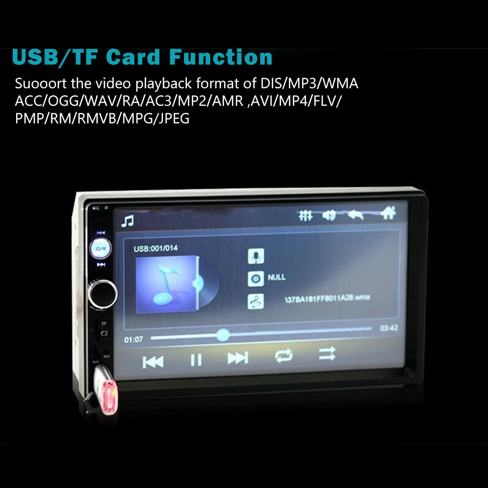 Автомобильный радиоприемник HD " сенсорный экран стерео USB Bluetooth 12 В 2 Din FM ISO power Aux вход Авто MP5 плеер SD USB дропшиппинг