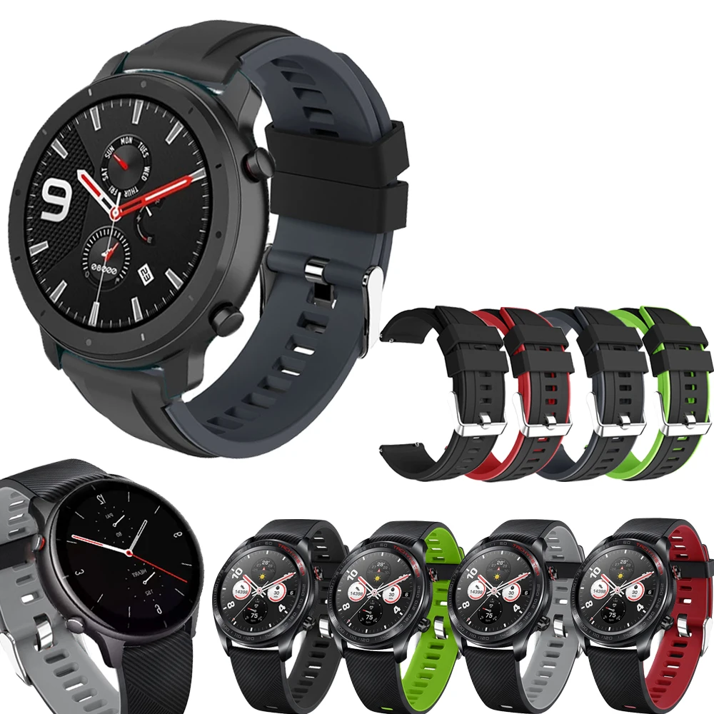 

Ремешок для часов Huami Amazfit GTR 47/2/2E/Haylou Solar LS05/Stratos 3/2/2S, мягкий силиконовый сменный смарт-браслет, 22 мм