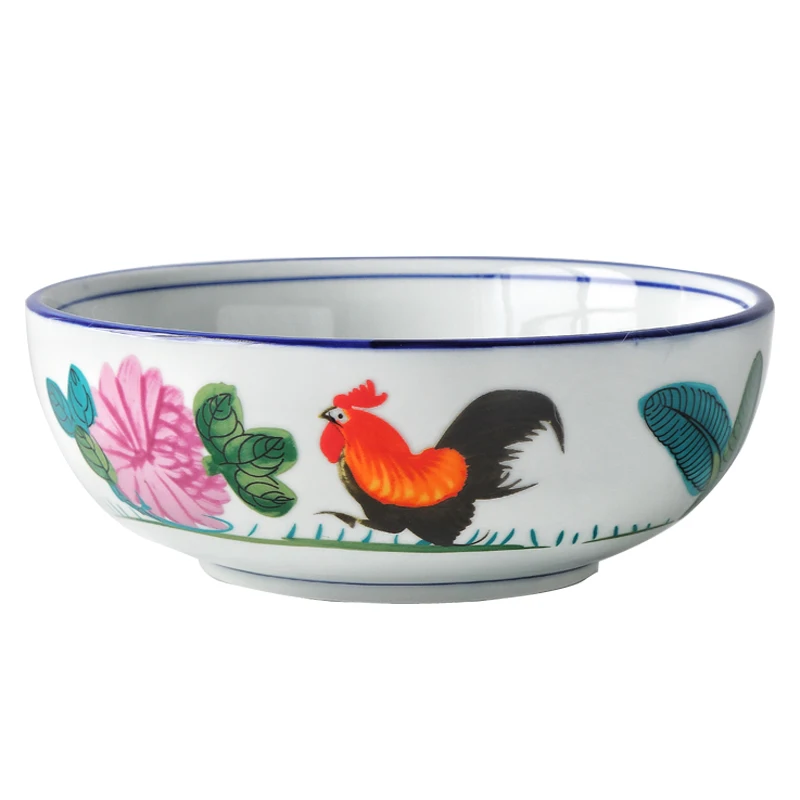 Бесплатная доставка оригинальная керамическая винтажная миска с узором петуха