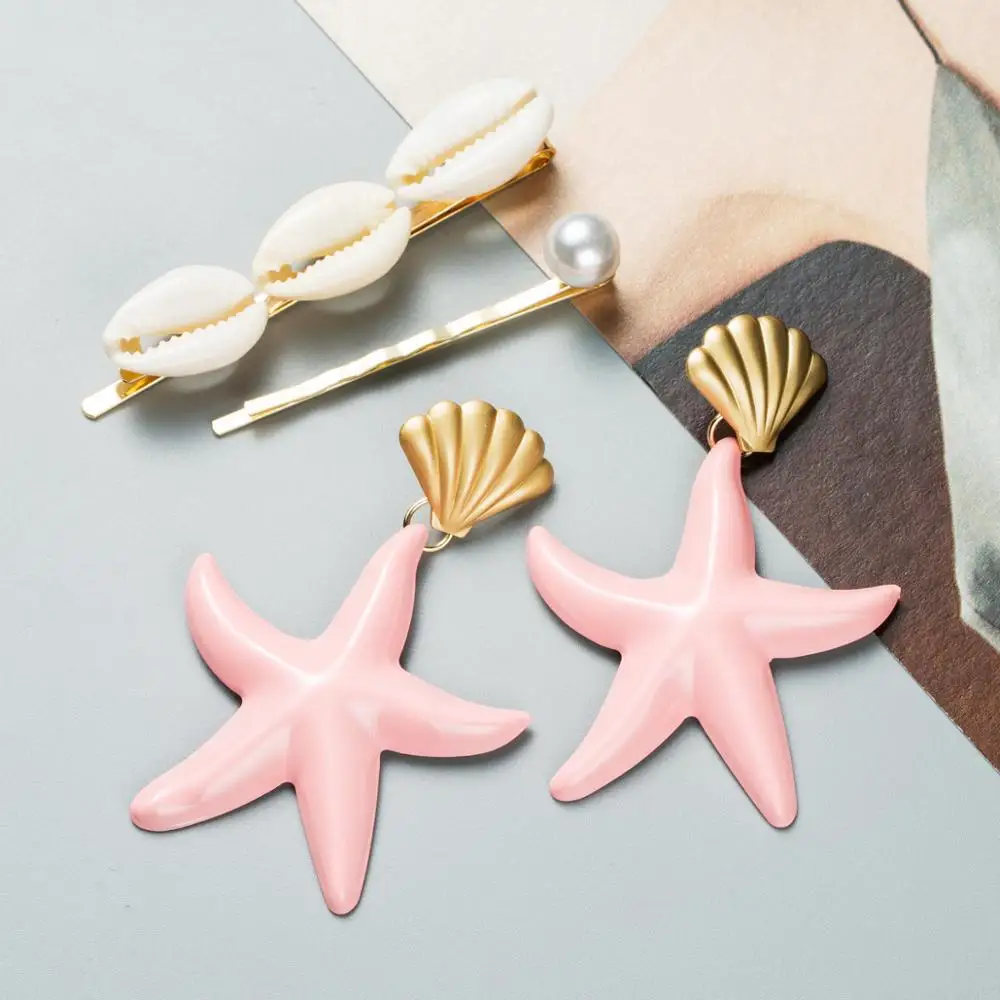 3 шт./компл. Модные женские серьги в виде капель с Симпатичные Морская звезда