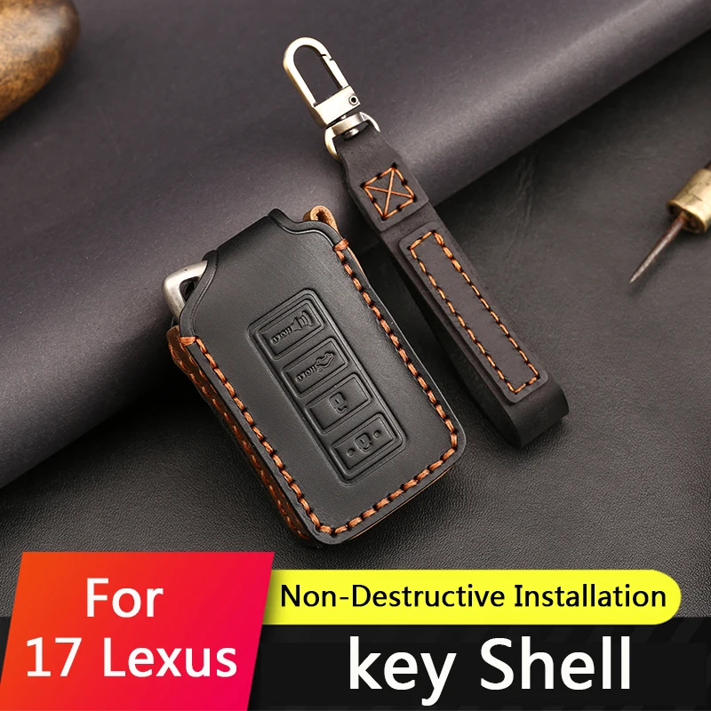 

QHCP Leather Auto Car Styling Key Case Car Holder Shell Remote Cover Keychain Key Cover Case Shell For Lexus 2017
