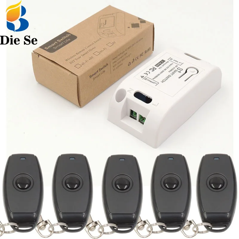 DieSe Universal Wireless Remote Control 433Mhz AC 90~220V 10A 1CH Relay Receiver Module and Fobs For LED Light Lamp | Электроника