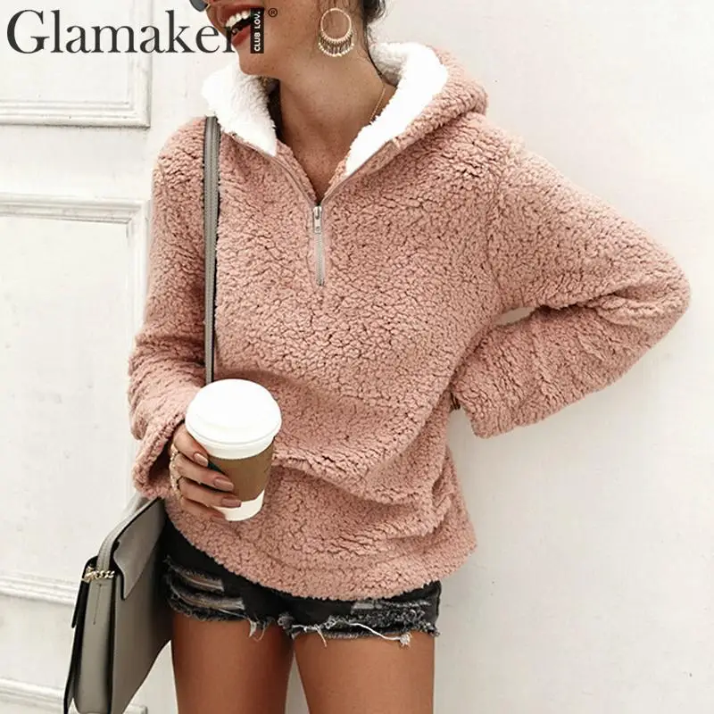 Glamaker искусственный мех хаки длинный рукав сексуальный жакет женщин осень-зима в