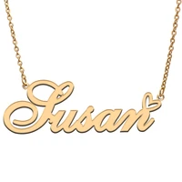 love heart susan name necklace for women stainless steel gold silver nameplate pendant femme mother child girls gift