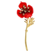 red fashion bouquet enamel brooches metal flowers weddings banquet brooch pins for women and men jewelry accessories
