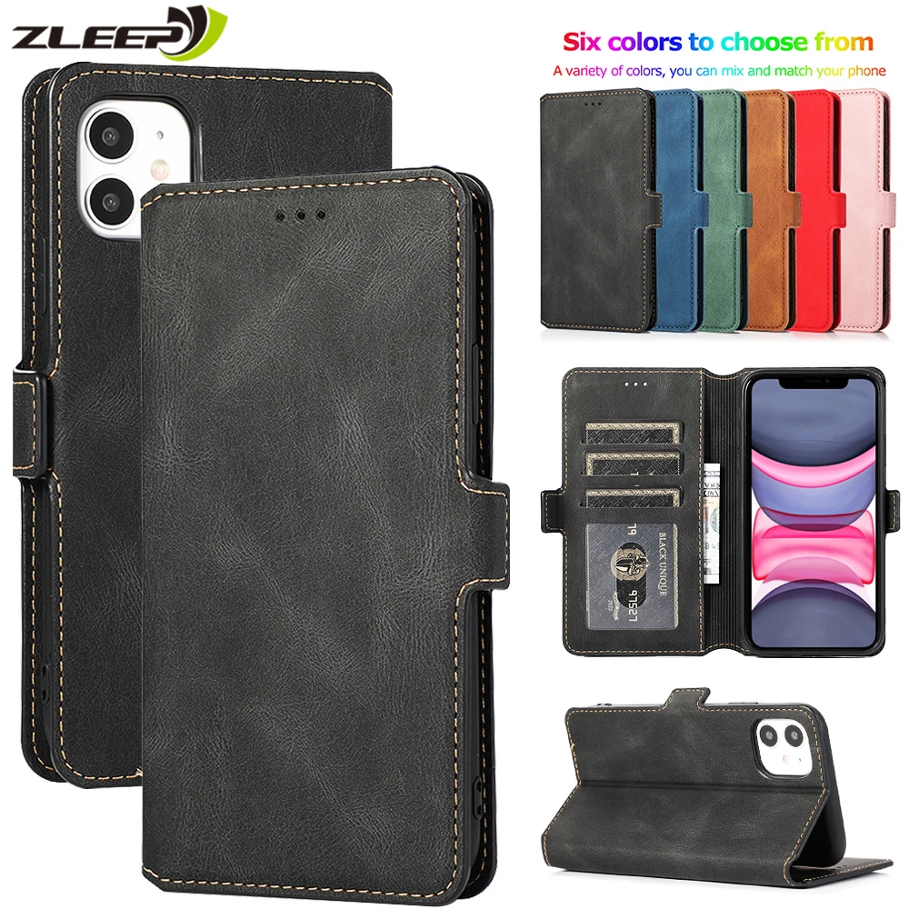 

Luxury Flip Wallet Leather Case For iPhone 12 13 Mini 11 Pro XS Max XR X 6 6s 7 8 Plus 5 5s SE 2020 Magnetic Cards Phone Cover