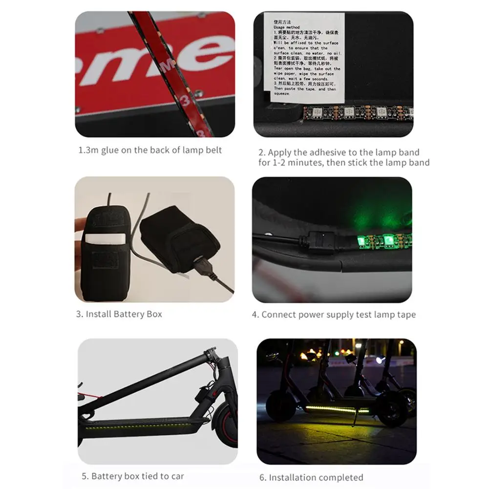 

Electric Scooter Durable Strip Light Foldable LED Light-Up Colorful Marquees For Xiaomi M365 Pro Electric Scooter Accessories