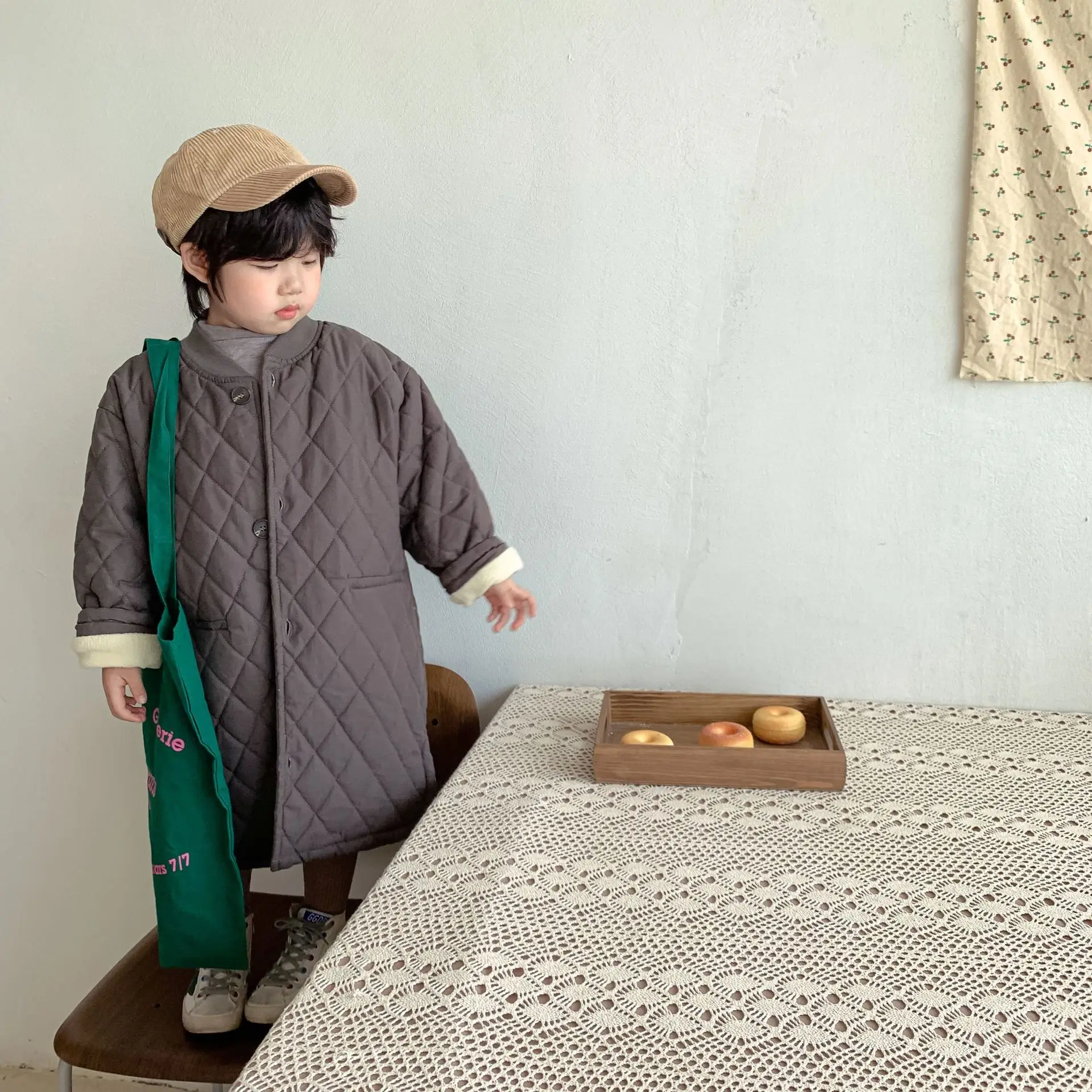 

Outerwear Coat Parkas O-neck Collar Single Breasted Solid Regular Cotton New Fashion Simple Cute Comfortable Unisex Children