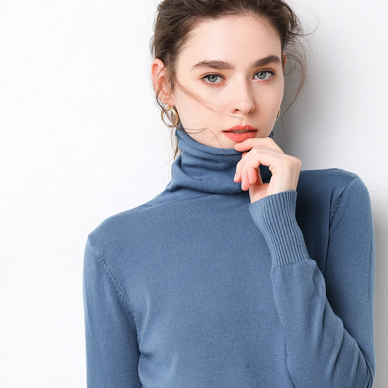 2022 Autumn Winter Hot Sales Women's Knitted Cashmere Wool Warm Sweater Curling Pile Collar Solid Color High-Quality Pullovers | Женская