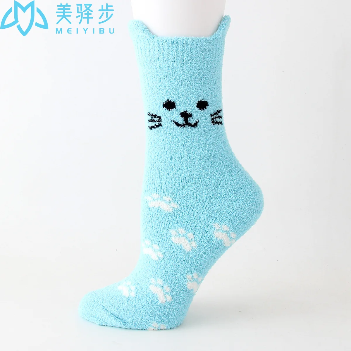 12 Pcs Per Set Winter New Cat Coral Velvet Socks Japanese Cartoon Cute Thick Warm Socks for Girl
