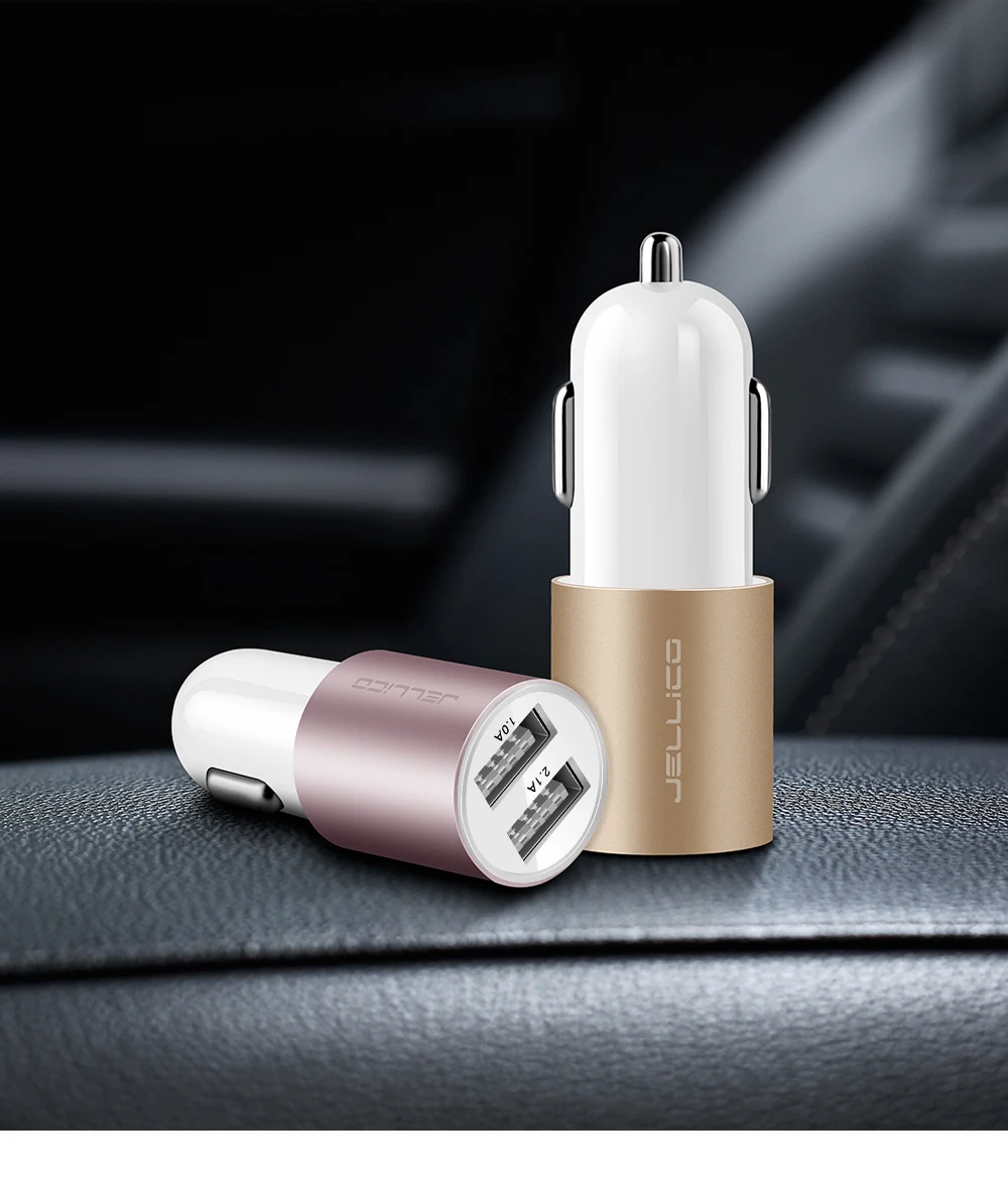 Jellico USB Автомобильное зарядное устройство 5 В 2.1A Металл двойной USB алюминиевый сплав автомобильное зарядное устройство Быстрая зарядка зарядное устройство для телефона для iPhone samsung Xiaomi