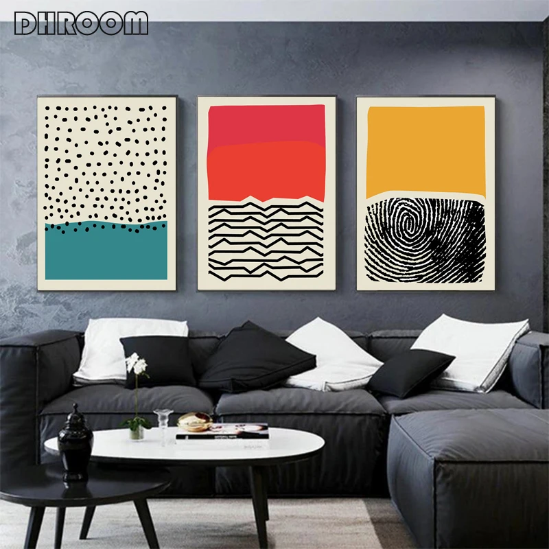 

Modern Multicolored Abstract Geometric Wall Art Canvas Painting Picture Posters and Prints Gallery Kids Kitchen Home Decor