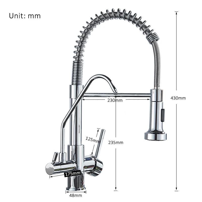 Смеситель Vidric кухонный с фильтром пружинный кран для питьевой воды поворот на 360