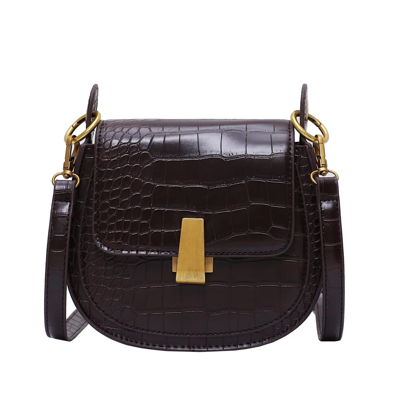 

Stone Pattern Pu Leather Saddle Bags For Women 2021 Mini Crossbody Simple Bag Female Travel Handbags