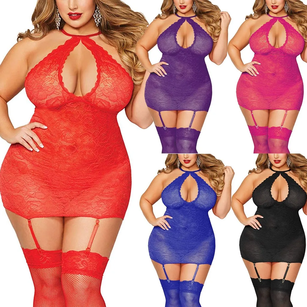 

Women Sexy Lingerie With Garters Plus Size Women Open Back Porno Lace Babydoll Sleepwear Sexy Underwear Erotic Costumes