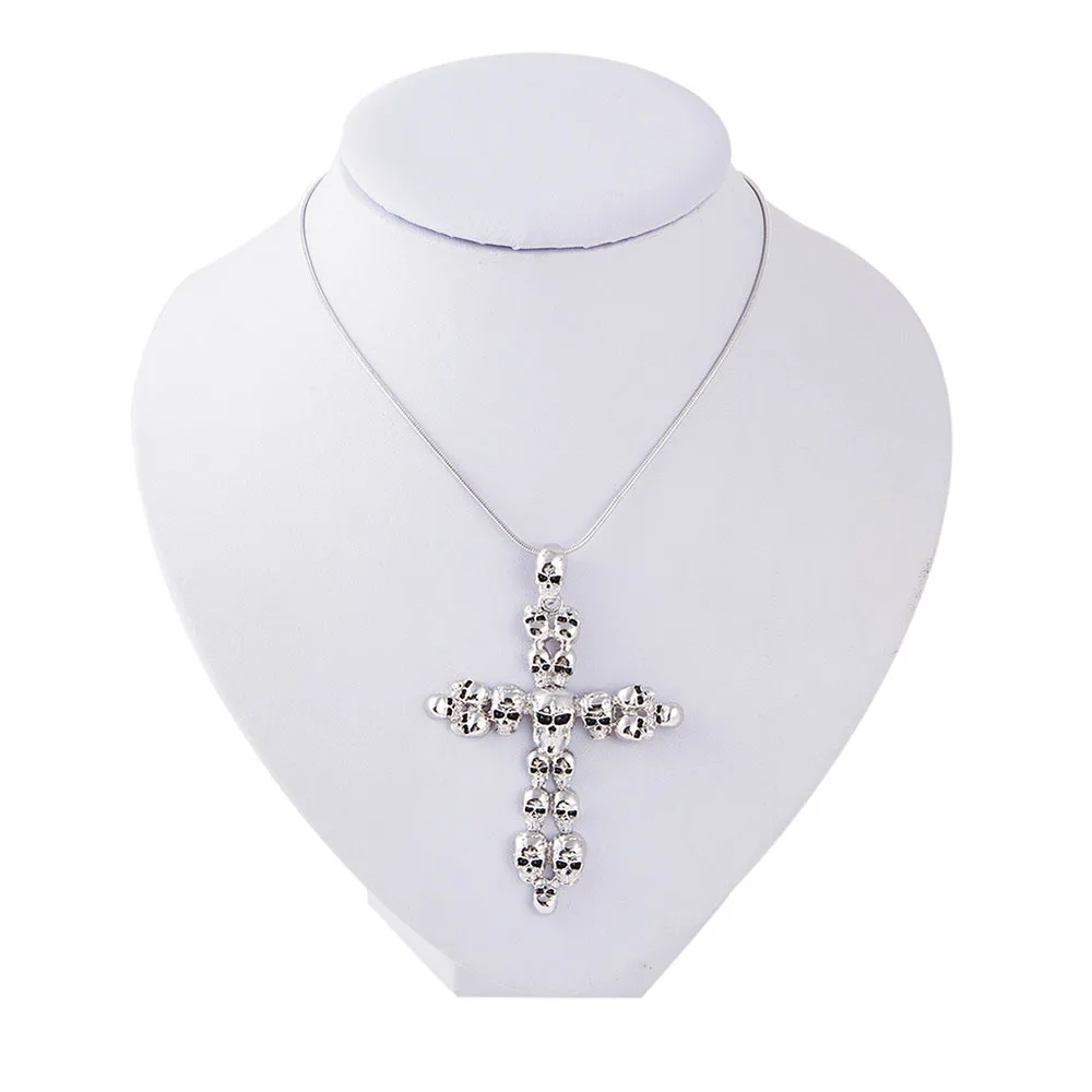 

Hot selling fashion punk hip hop personality wild cross skull European and American retro simple unisex necklace accessories