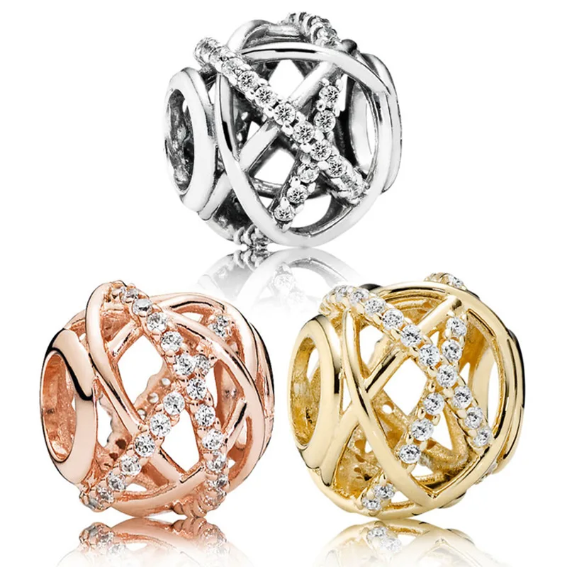 

925 Sterling Silver Galaxy Openwork Charms CZ Beads Fit Original pandora Bracelet Necklace For Women DIY Jewelry
