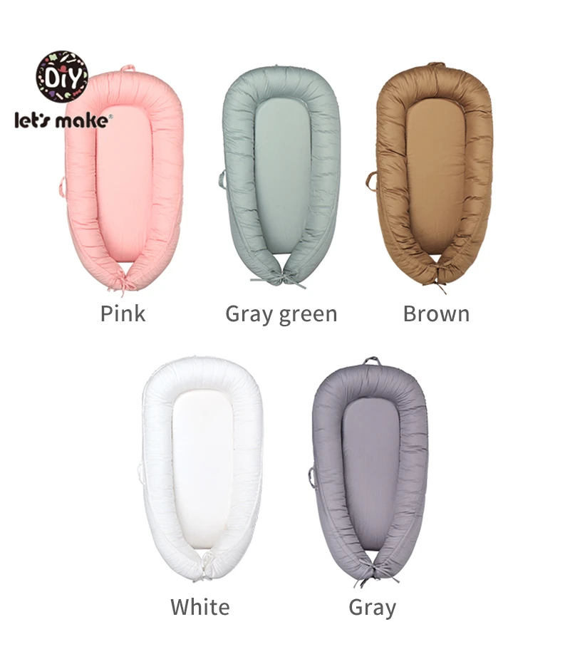 Однотонная портативная кровать для путешествий 90*50 см детское гнездо с подушкой