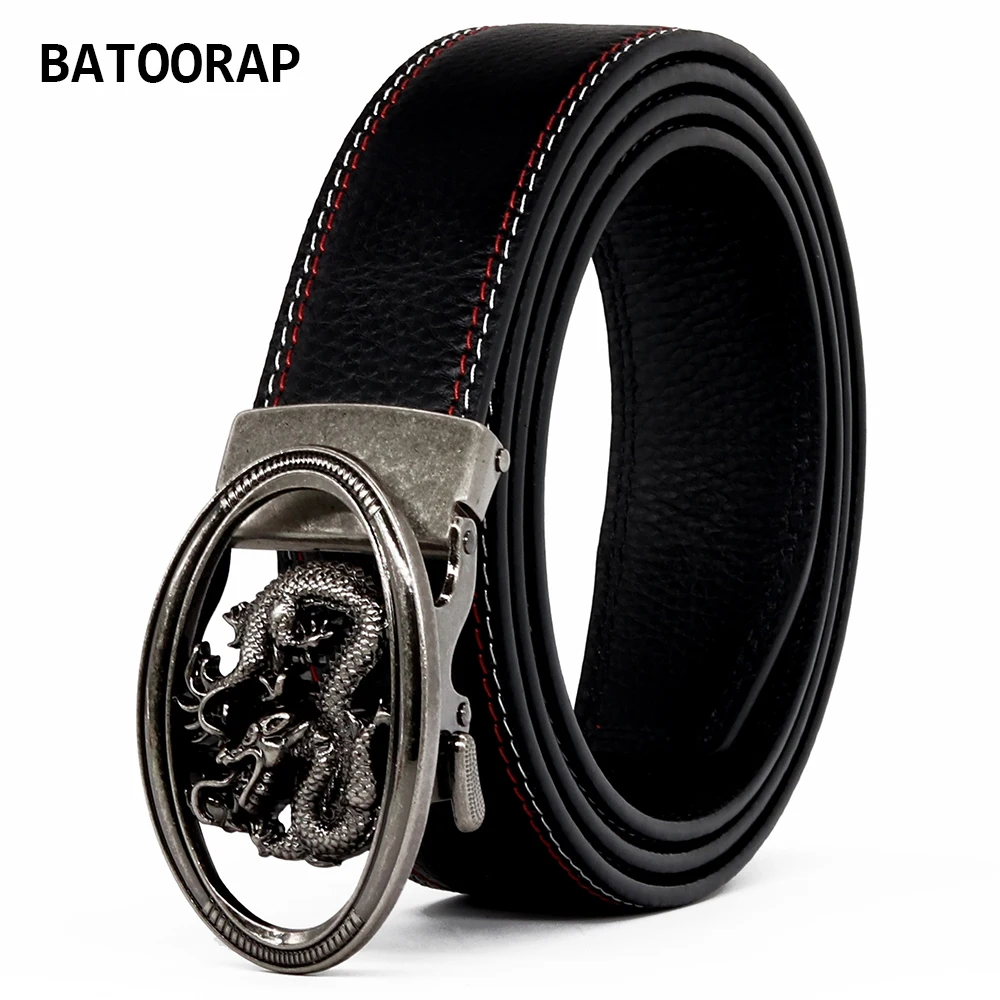 

Men's Belt Black Genuine Leather High Quality Gray Dragon Belt Buckle Automatic Metal Fashion Trouser Strap Male TC-YY002