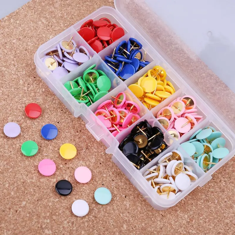 

300pcs Home Office Colorful Drawing Pins Pushpin Thumbtack Cork Board Push Pin Photo Wall Map Markers