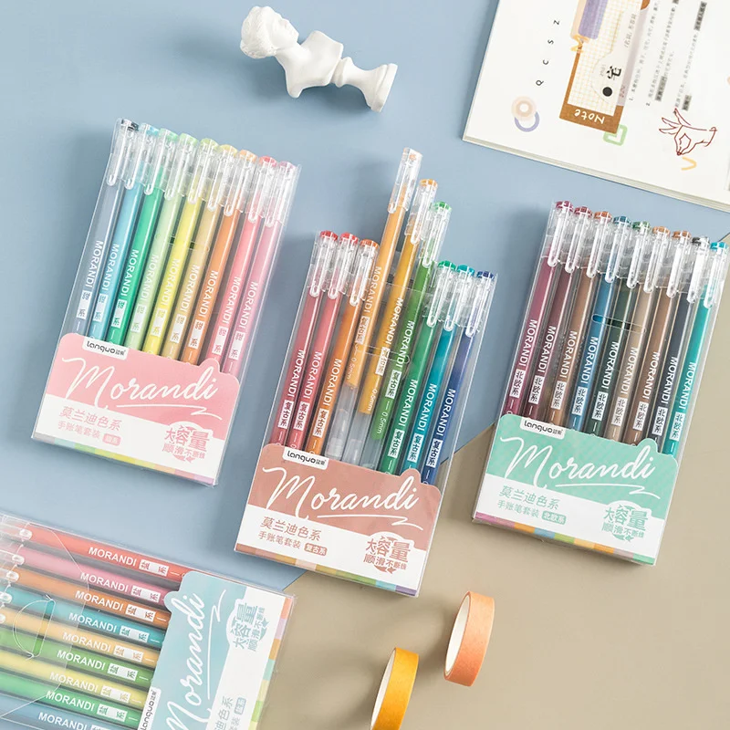 

9 pcs/set Morandi Colors Pens Multi Colored Gel Ink Pens Vintage Marker Liner 0.5mm Ballpoint Stationery Gift Office School