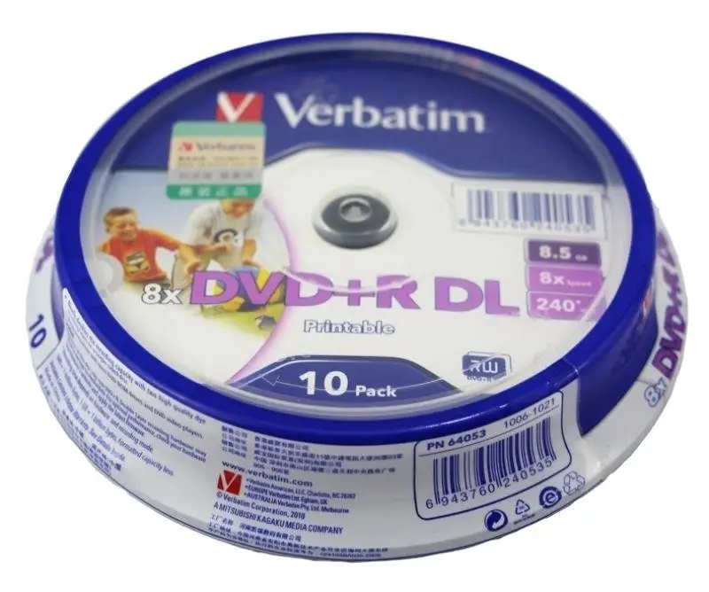MLLSE 10 штук Verbatim и термопереноса DVD с поверхностью подходящей для печати + R DL 8X