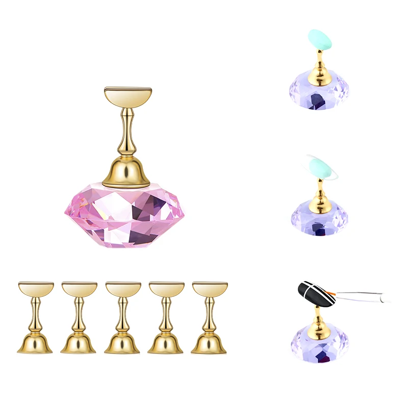 1 шт. Магнитная кристаллическая основа + 5 держатель для ногтей поддельных дизайна