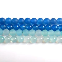 high quality natural blue agates stone smooth round 4681012mm necklace bracelet jewelry diy gems loose beads 15 inch wk59