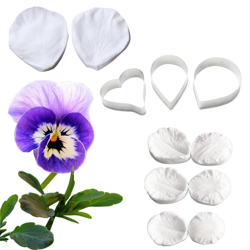 Pansy цветок лист Veiners силиконовая форма DIY помадка торт Surgar для мастики и глины
