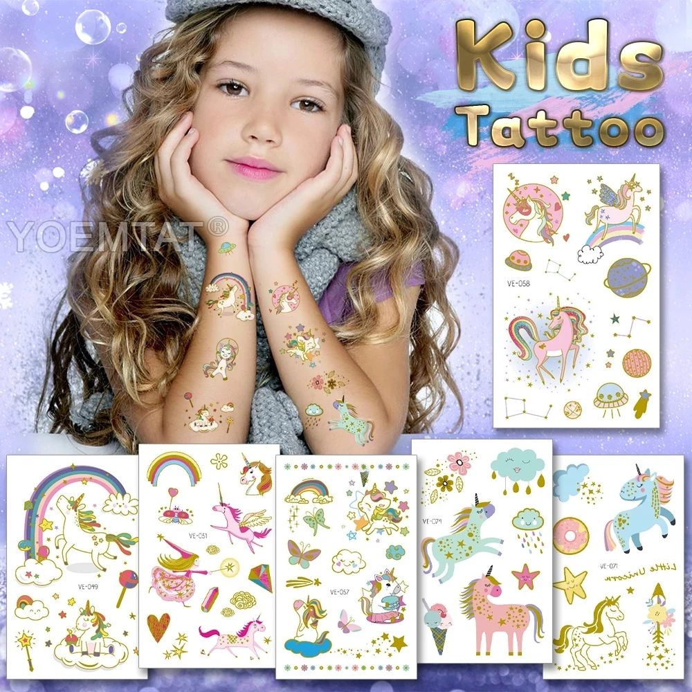 

10pcs/lot Cartoon Cute Unicorn Mermaid Dinosaur Tattoo Stickers Baby Shower Kids Body Makeup Sticker Tattoo Mermaid Party Decors