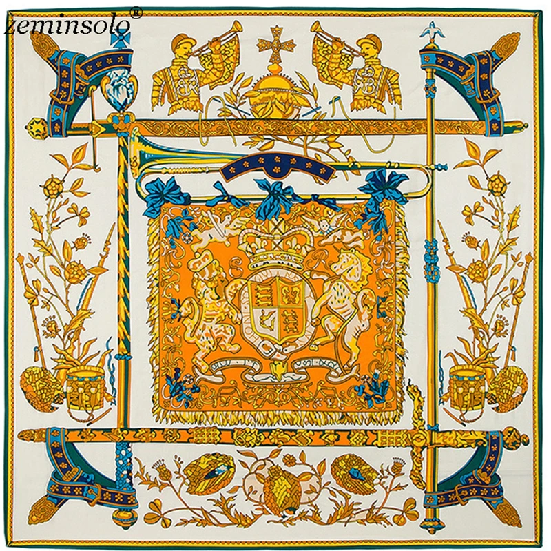 Модный большой квадратный шелковый шарф с принтом шаль бандана