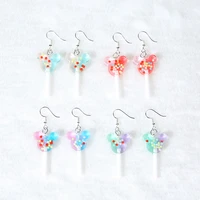 1pair cute woman cartoon lollipop earring resin flatback food drop earrings for women girls fashion jewelry earrings gift