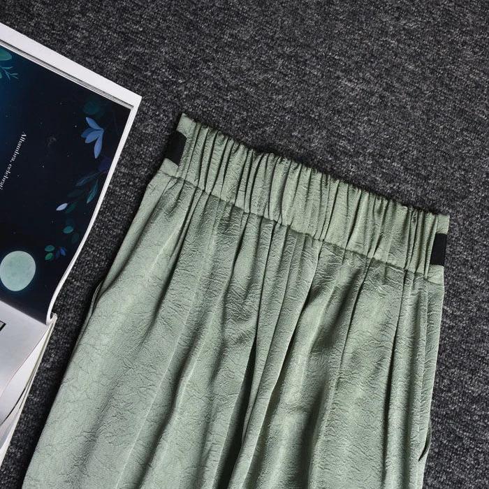 

Refreshing and breathable draped knitted wide-leg pants women Silk Full Length Sashes Wide Leg Pants WOMEN