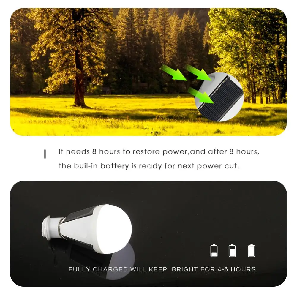 Светодиодный светильник на солнечной батарее E27 7 Вт перезаряжаемый наружный