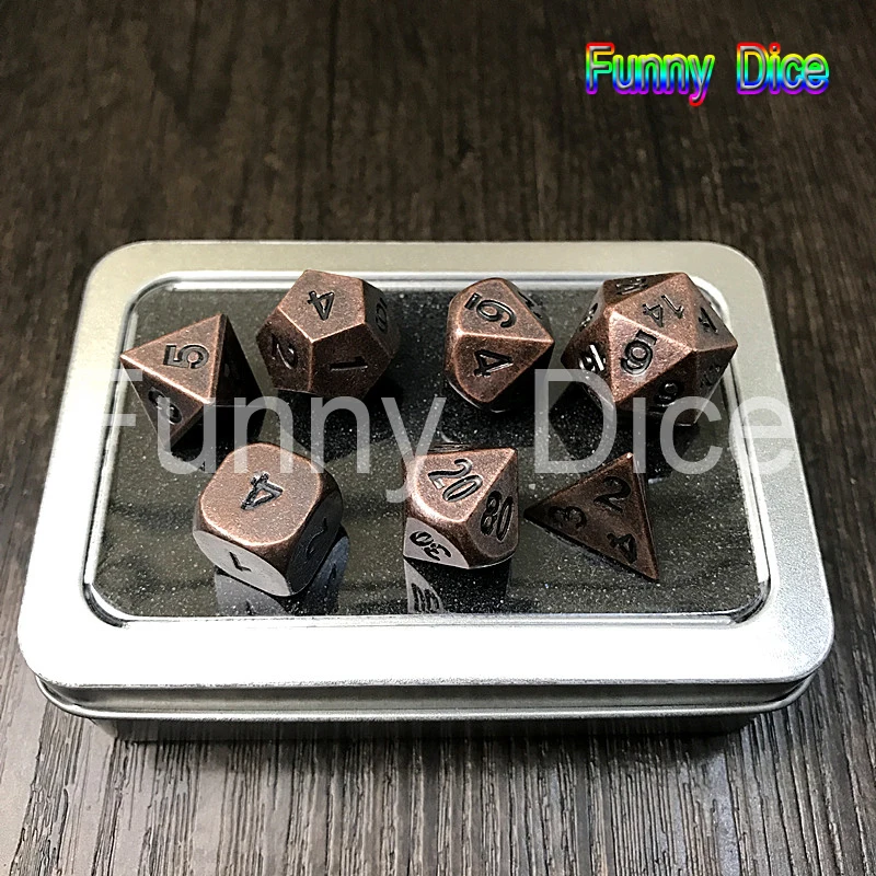 Новый металлический 7pcs-Die набор D4 D6 D8 D10 D % D12 D20 для настольных игр Rpg Dados Jogos Dnd