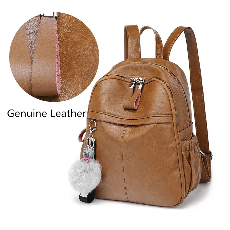 Women's Genuine Leather Backpacks Female School Bag Backpack Schoolbags Travel Shoulder Bag Women Casual School ladies