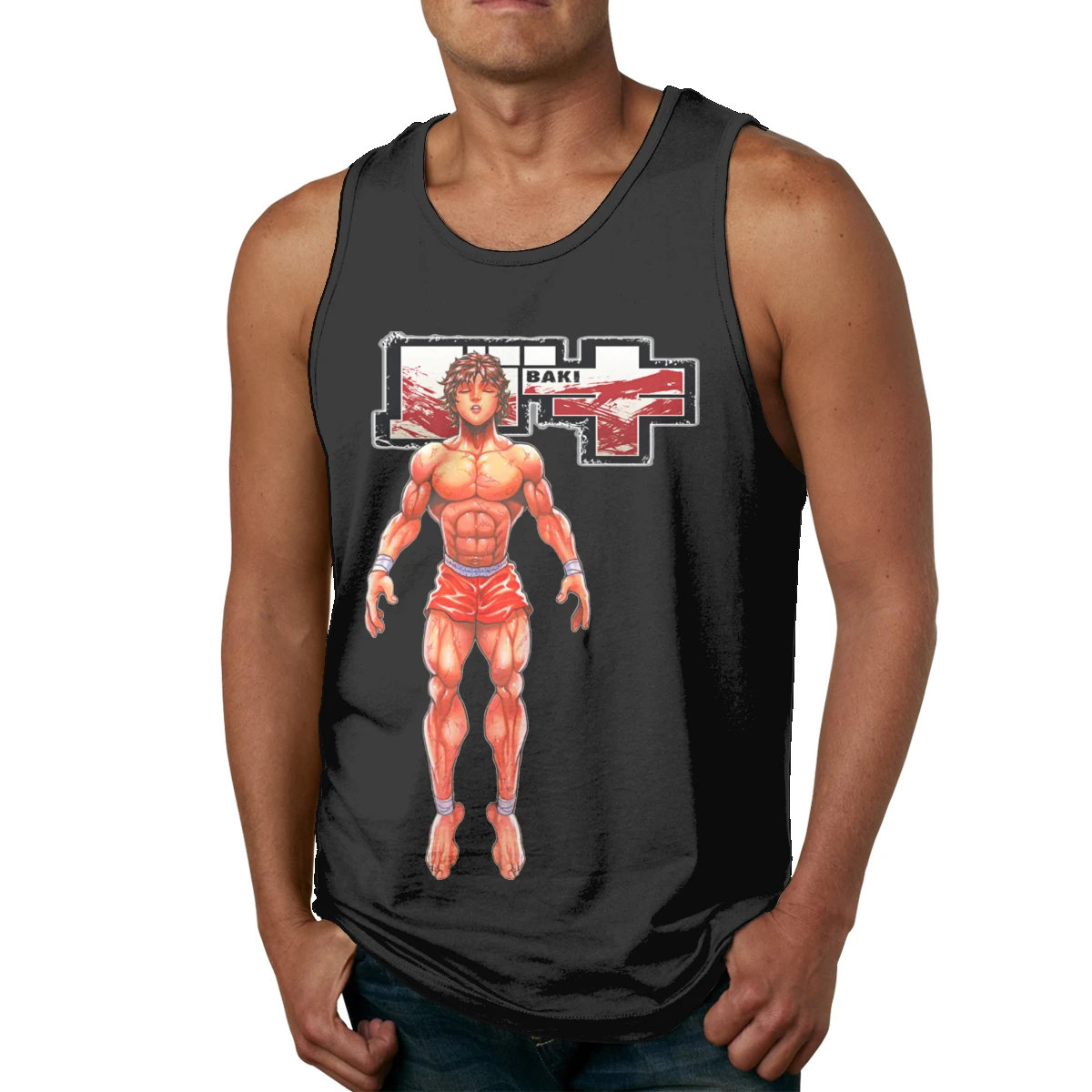 

Vintage Style Baki Hanma Baki The Grappler Pure Cotton Tank Top 2020 New Round Collar Sleeveless Vest