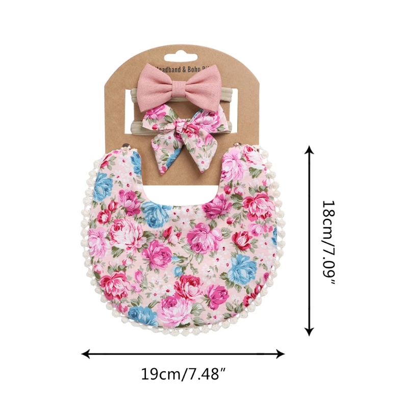 Diademas de beb&eacute; + Saliva toalla Floral babero provecho pa&ntilde;os delantal banda de pelo-5