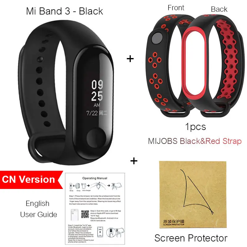 CN BlackRed Strap Смарт-браслет Xiaomi mi Band 3 с сенсорным экраном и сенсорной панелью, водонепроницаемый фитнес-трекер mi Band 3 с сенсорным экраном 0,78 дюйма - Цвет: CN BlackRed Strap