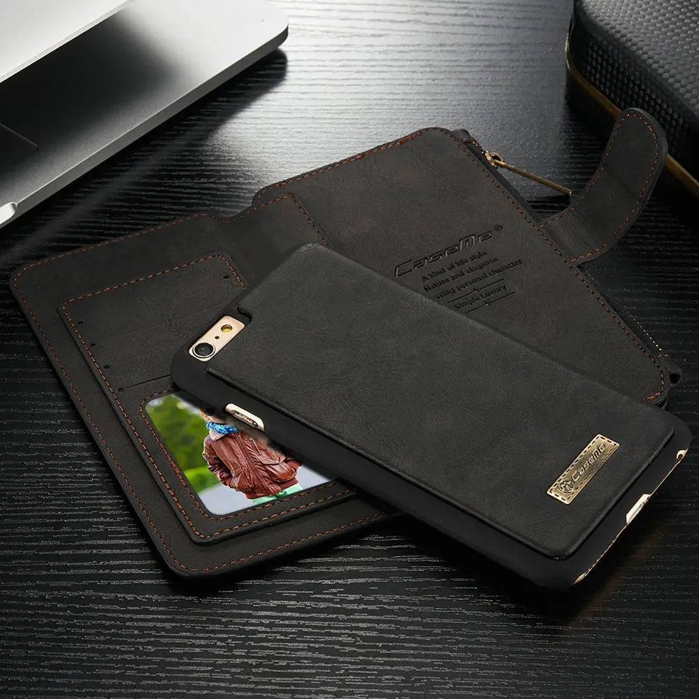 Роскошные Slim Fit Премиум кожаный чехол для IPhone6Plus 2 в 1 кошелек Чехол кобура