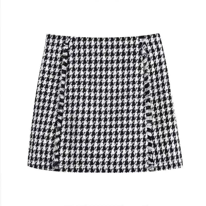 

Women Autumn Veins Mini Skirts 2021 Fashion Casual Plaid Zipper Female Elegant Street A-Line Skirt Clothing