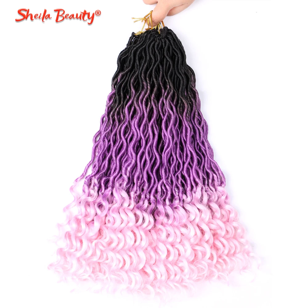 

Bohemian Faux Locs Curly Crochet Braid 20inch 24 Strands Ombre Braiding Extensions Synthetic Crochet Hair for Black Women