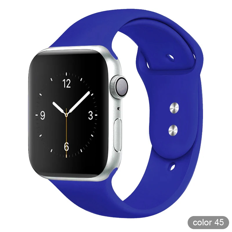 Цветной мягкий силиконовый спортивный ремешок для Apple Watch серии 1 2 3 4 5 38 мм 42 мм резиновый ремешок для часов 40 мм 44 мм iWatch 4/5 - Цвет ремешка: Color 45