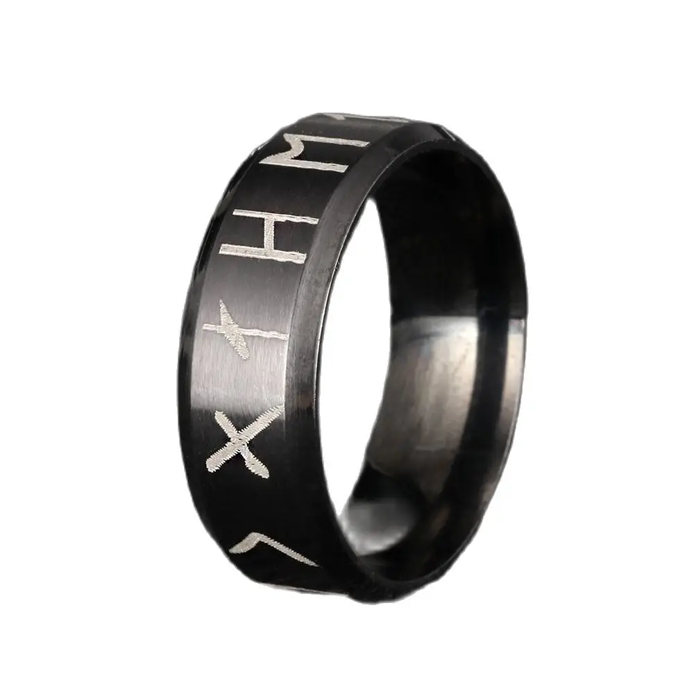 Stainless Steel Viking Rune Ring with Elder Futhark Runes Wedding Jewelry for man women Lover gift Dropshipping | Украшения и