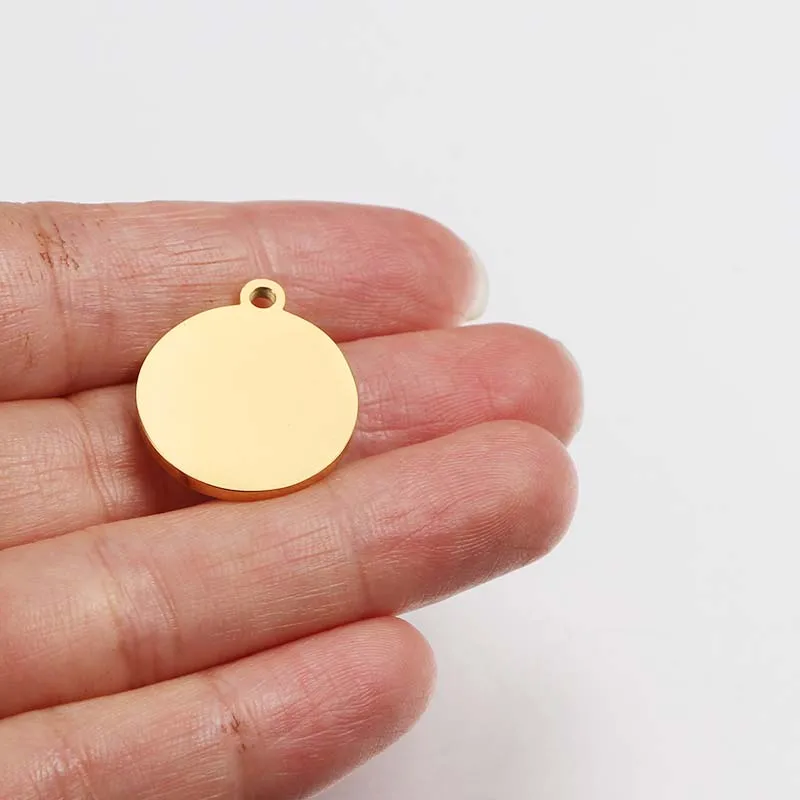 

Jaymaxi 19mm Round Charms DIY Jewelry Making Mirror Polished Stainless Steel Blank Stamp Engraved Charms 20Pieces/lot